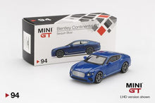 Load image into Gallery viewer, MiniGT Bentley Continental GT Blue #94 1:64