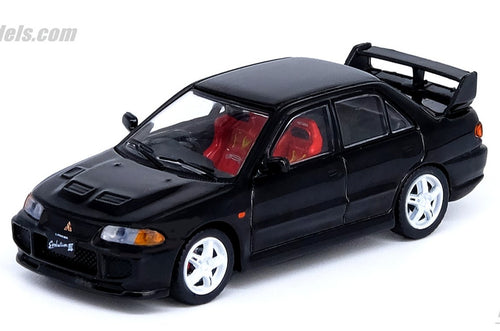 Inno64 MITSUBISHI LANCER GSR EVOLUTION III 1995 Black W/ Extra Wheels 1:64